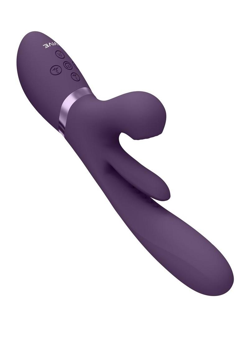 Vive Kura Rechargeable Silicone Triple Motor Thrusting G-Spot with Flapper and Air Wave Clit Stimulation Vibrator