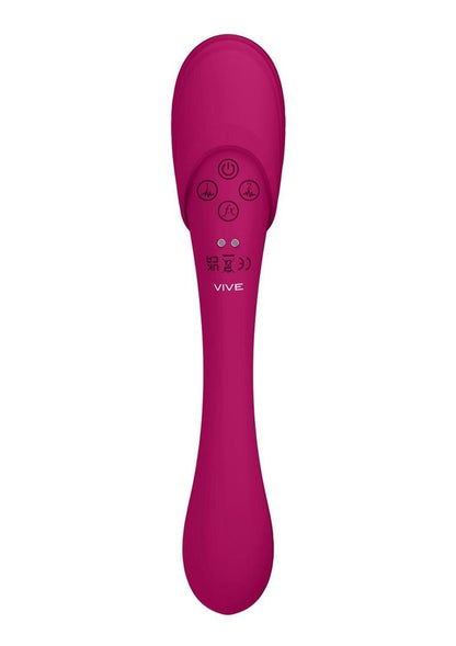 Vive Mirai Rechargeable Silicone Dual Motor Double Ended Bendable Pulse and Air Wave Vibrator - Pink