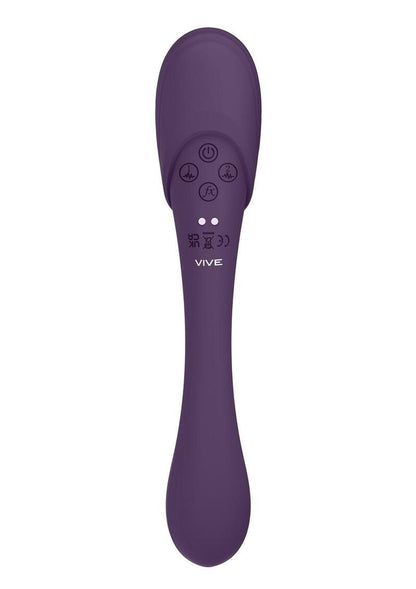 Vive Mirai Rechargeable Silicone Dual Motor Double Ended Bendable Pulse and Air Wave Vibrator - Purple