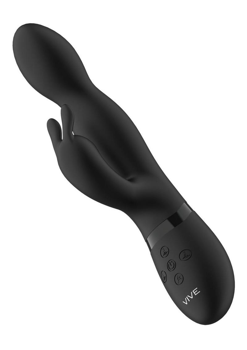 Vive Niva 360 Degrees Rechargeable Silicone Rotating G-Spot Rabbit Vibrator - Black