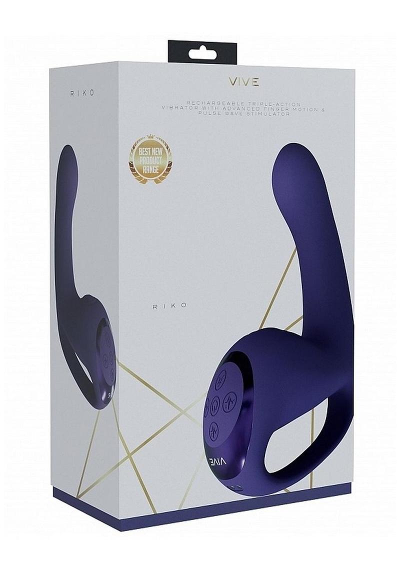 Vive Riko Rechargeable Silicone Triple Motor Thumper with Finger Motion Vibrator - Purple