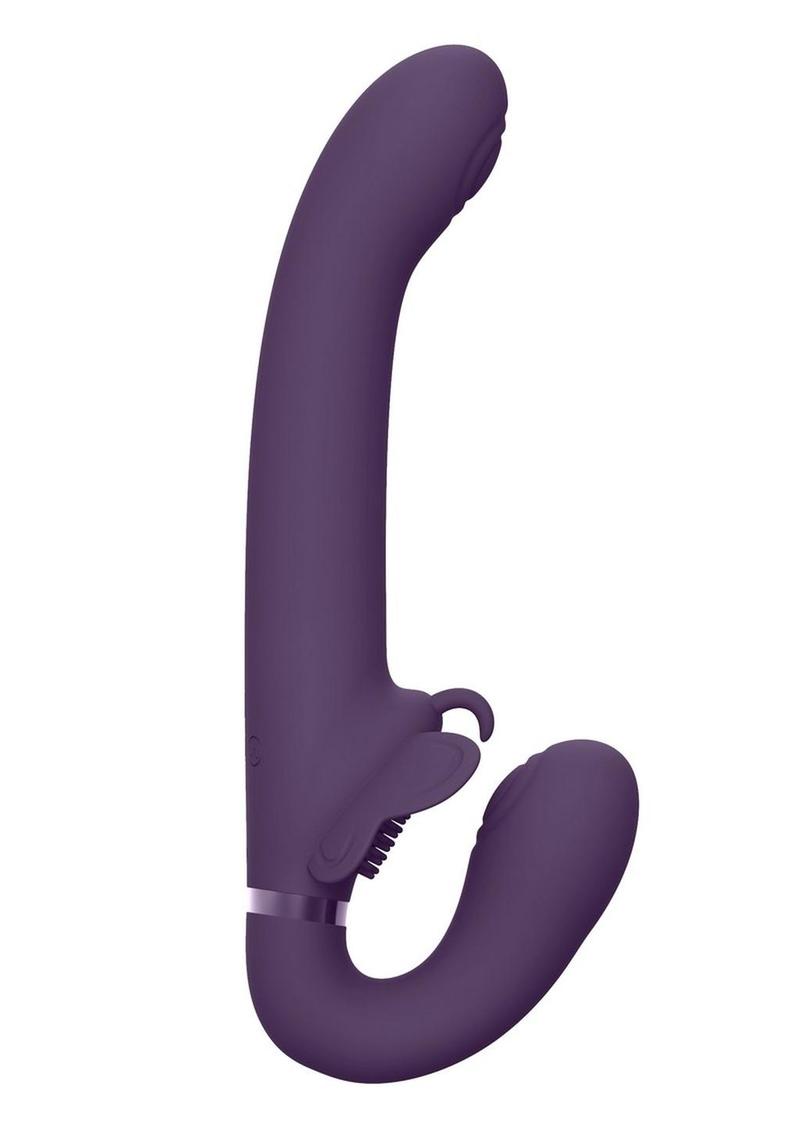 Vive Satu Rechargeable Silicone Pulse Wave and Vibrating Strapless Strap-On