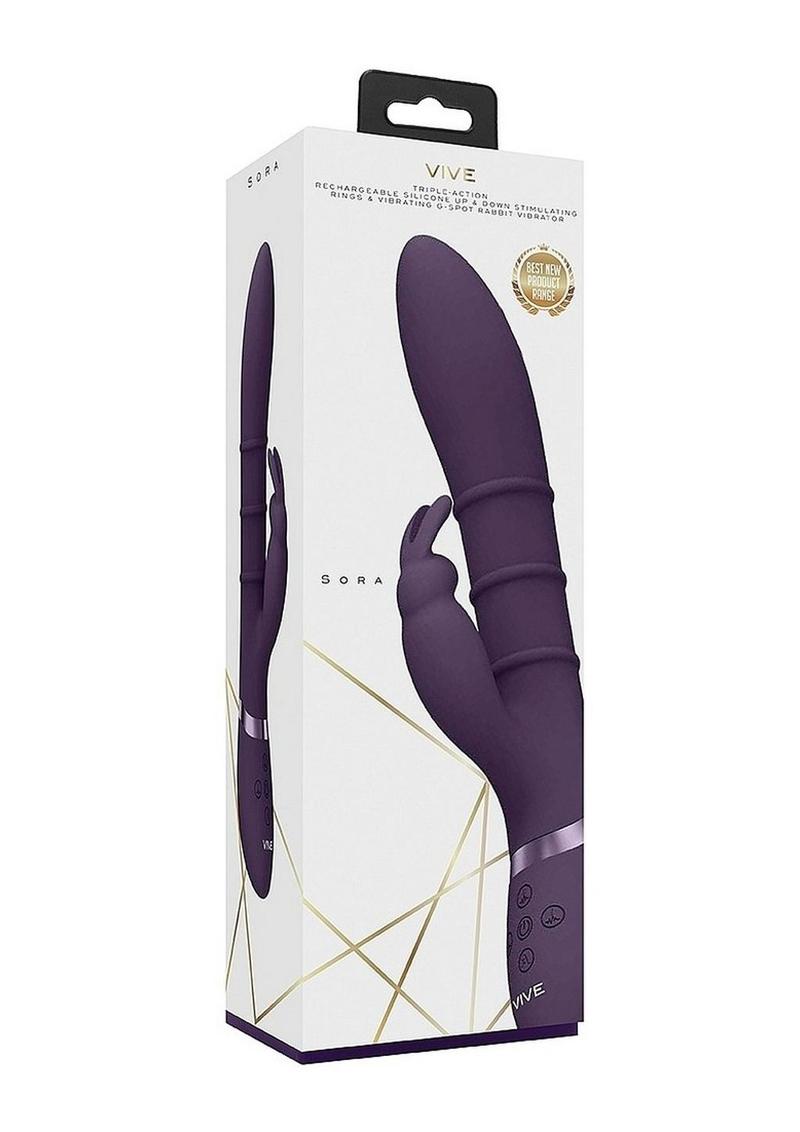 Vive Kura Rechargeable Silicone Triple Motor Up and Down Vibrating Triple Ring Rabbit