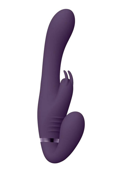 Vive Suki Rechargeable Silicone Vibrating Strapless Strap-On Rabbit - Purple