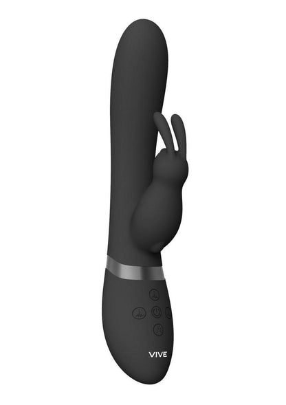 Vive Taka Rechargeable Silicone Inflatable and Vibrating Rabbit Vibrator - Black