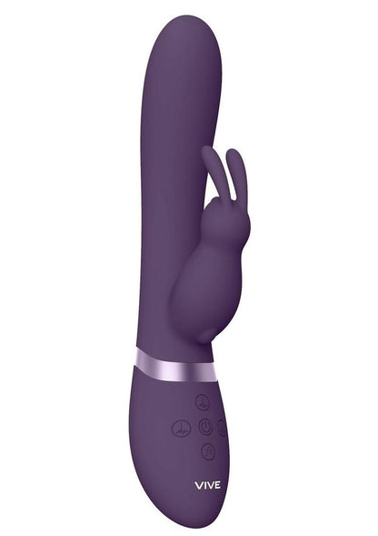 Vive Taka Rechargeable Silicone Inflatable and Vibrating Rabbit Vibrator - Purple