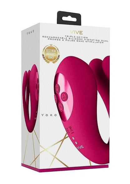 Vive Yoko Rechargeable Silicone Tripe Motor Dual Prongs with Clitoral Pulse Wave Vibrator