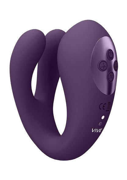 Vive Yoko Rechargeable Silicone Tripe Motor Dual Prongs with Clitoral Pulse Wave Vibrator