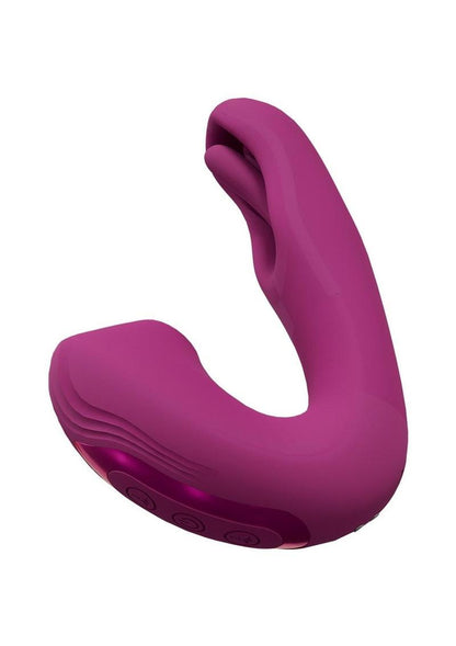 Vive Yuna Rechargeable Silicone Triple Motor Air Wave Vibrator with G-Spot Flapping Stimulation Vibrator - Pink