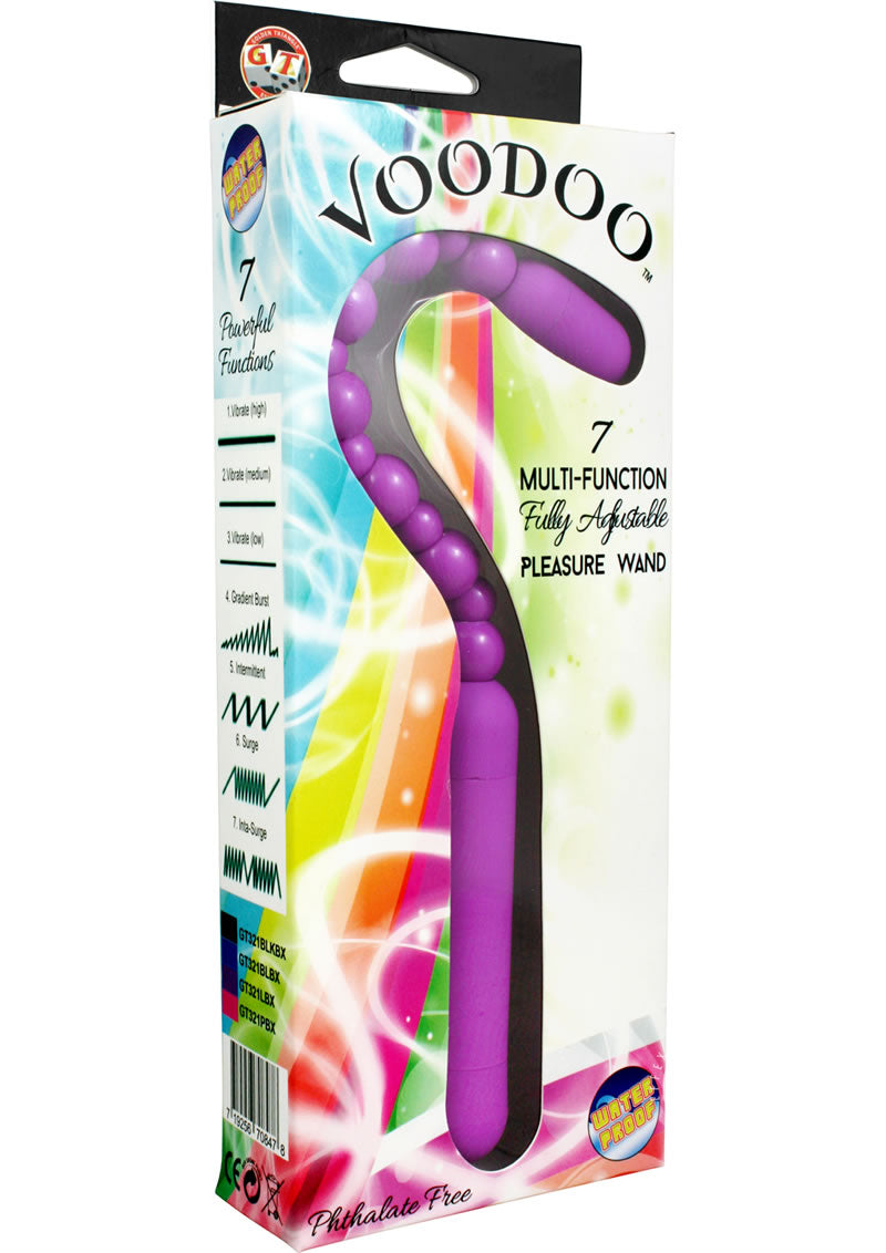 Voodoo 7 Multi Function Fully Adjustable Pleasure Wand Vibrator Waterproof - Lavender/Purple