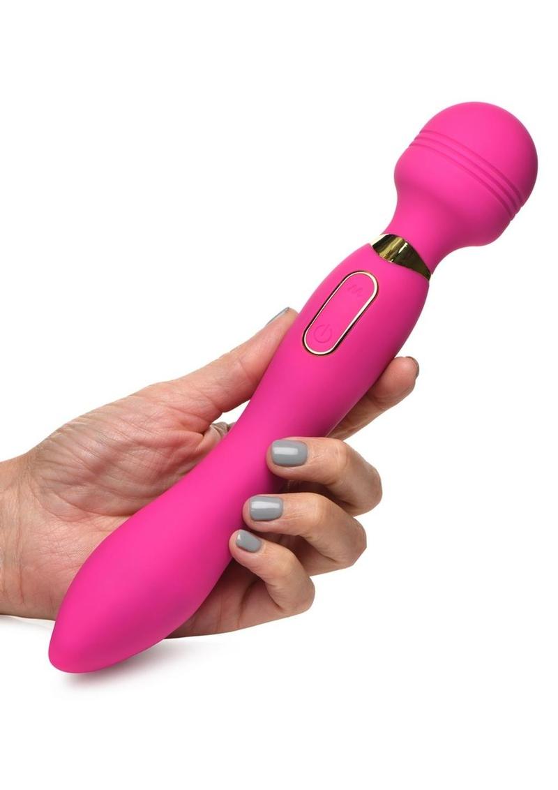 Wand Essential Ultra G-Stroke Come Hither Rechargeable Silicone Vibrating Wand - Pink