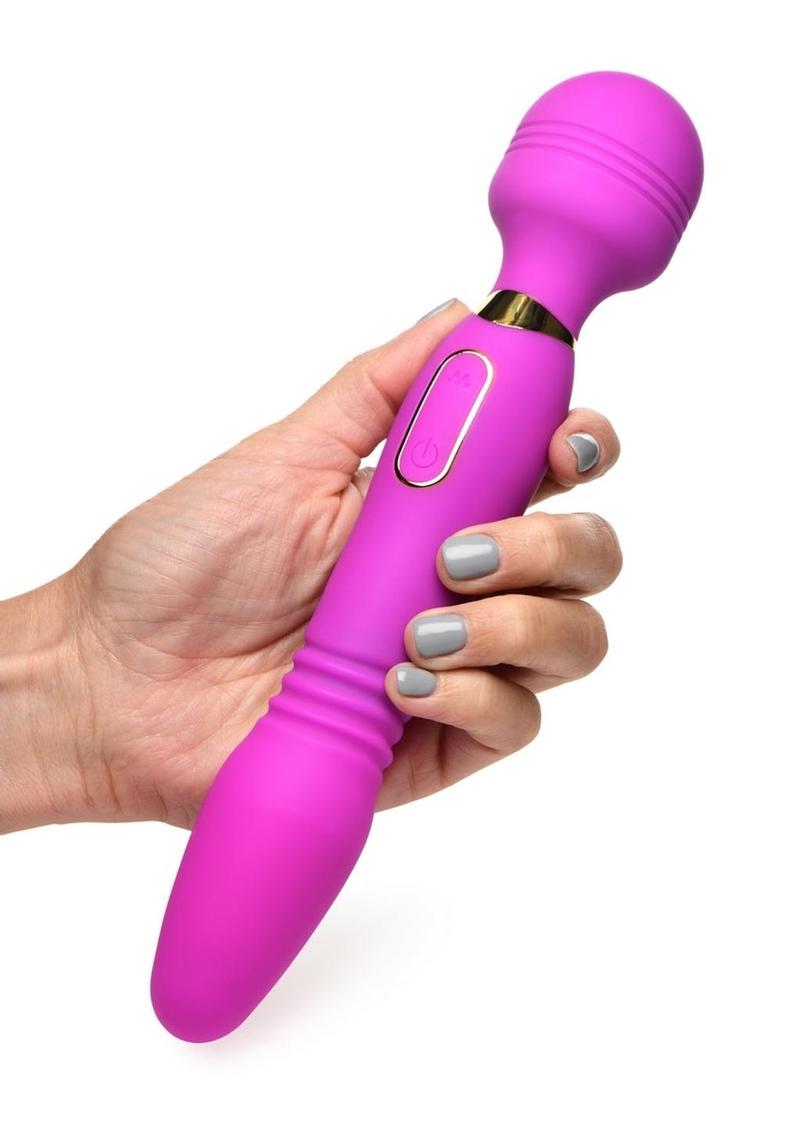 Wand Essential Ultra Thrust-Her Deluxe Rechargeable Silicone Thrusting and Vibrating Wand - Purple