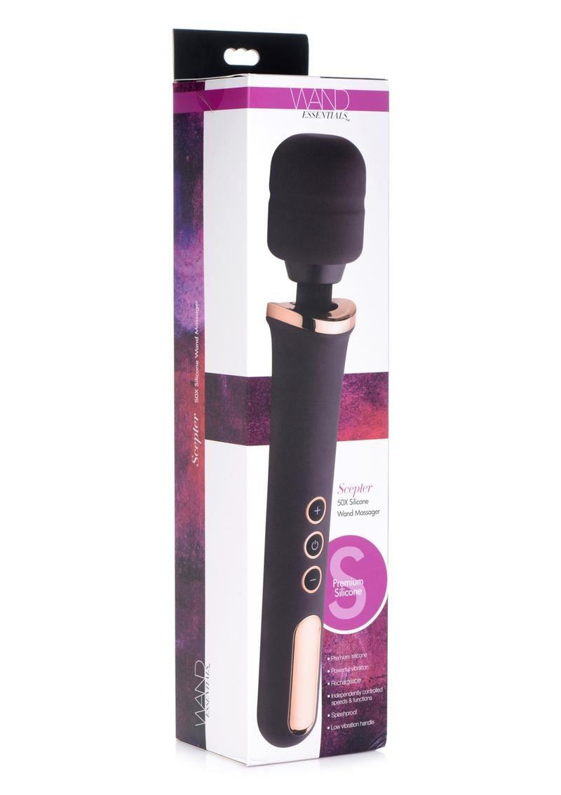 Wand Essentials Scepter 50x Silicone Vibrating Wand Massager - Black