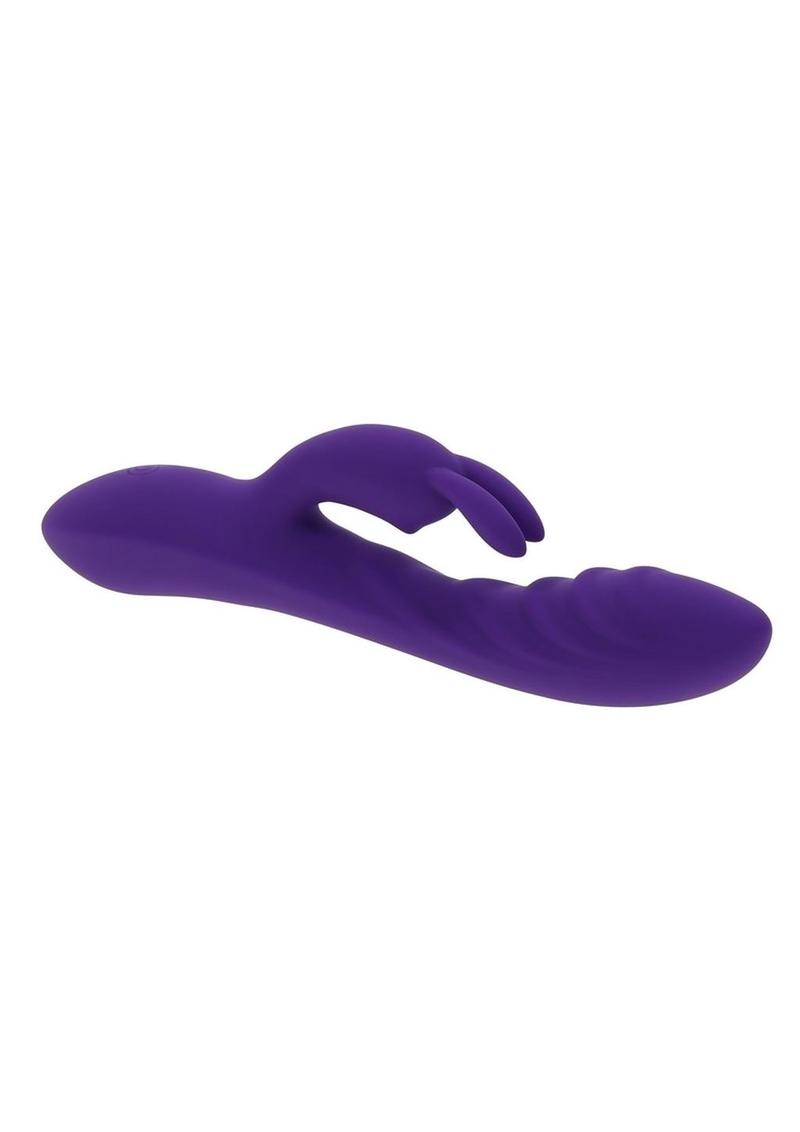 Wavy Rabbit Rechargeable Silicone Dual Motor Vibrator - Purple