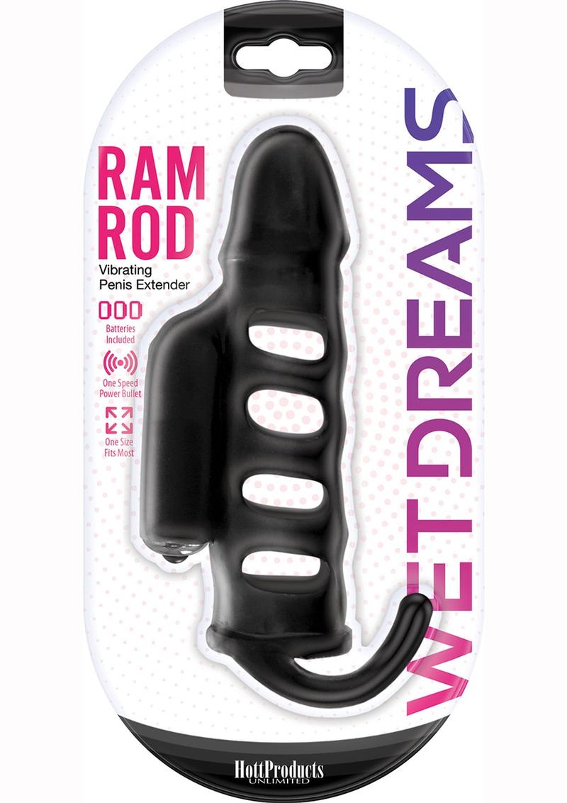 Wet Dreams Ram Rod Silicone Vibrating Penis Extender - Black