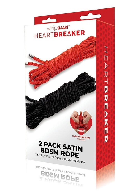 WhipSmart Heartbreaker Silky Bondage Rope - Black/Red - 2 Pack