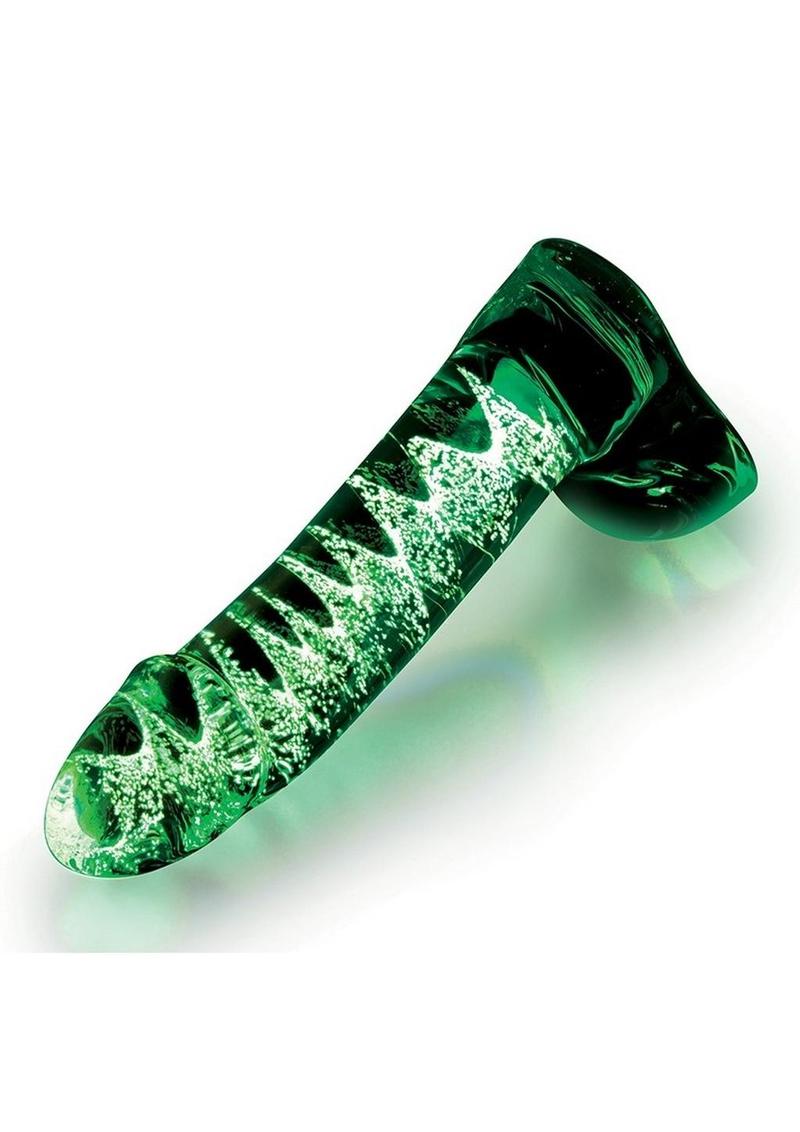 WhipSmart Lifelike Glass Dildo with Balls - Clear/Glow In The Dark - 5.5in