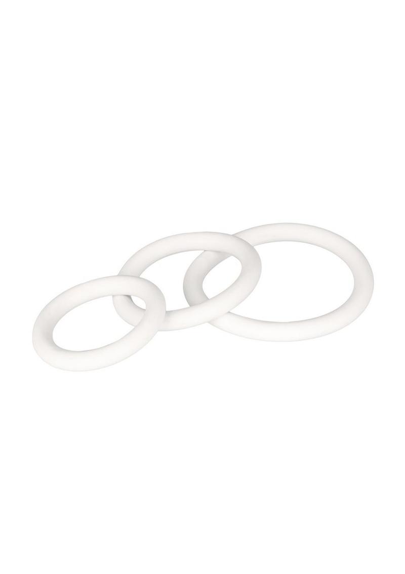 White Rubber Cock Rings - White - 3 Piece Set