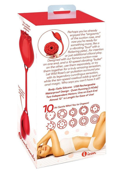 Wild Rose and Bullet Rechargeable Silicone Clitoral Stimulator with Suction - Red