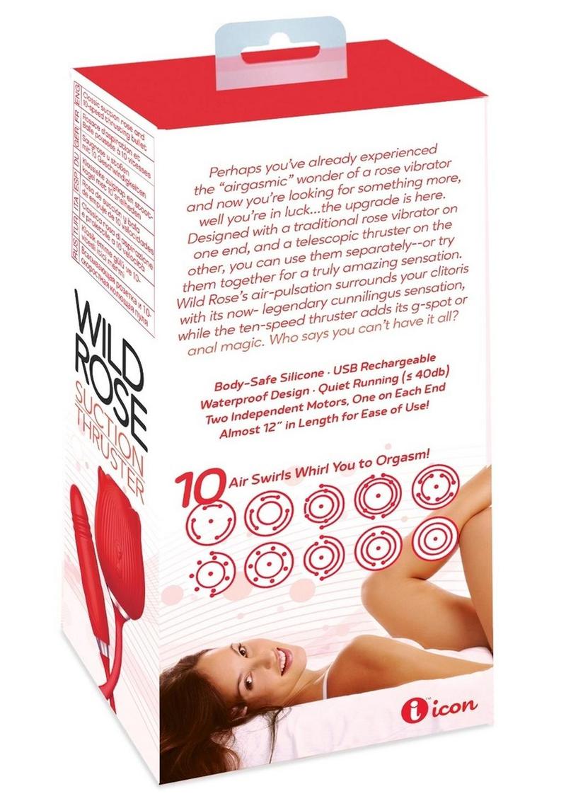 Wild Rose and Thruster Rechargeable Silicone Clitoral Stimulator with Suction - Red