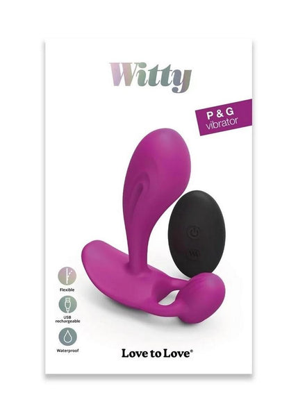 Witty Rechargeable Silicone Vibrator with Clitoral Stimulator - Sweet Orchid