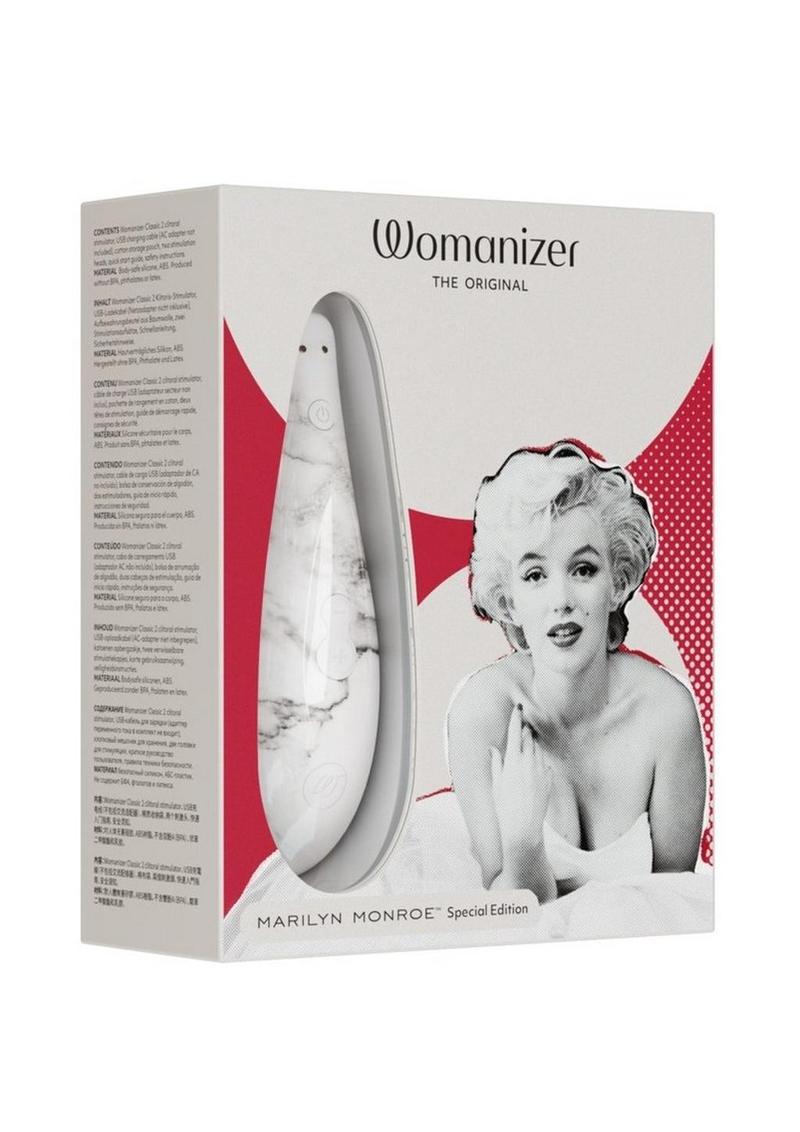 Womanizer Marilyn Monroe Special Edition Rechargeable Clitoral Stimulator - White/White Marble