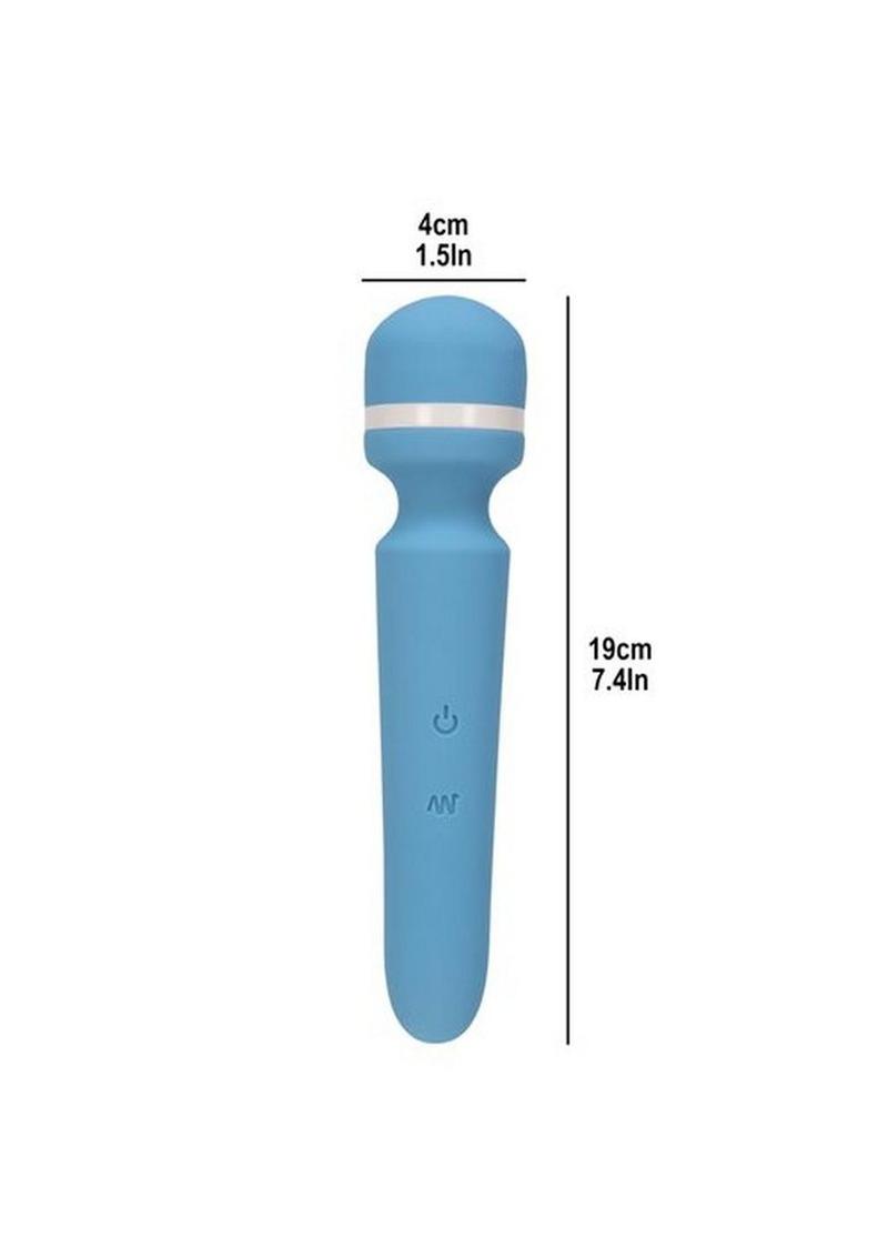 Wonderlust Destiny Silicone Rechargeable Wand Massager - Blue