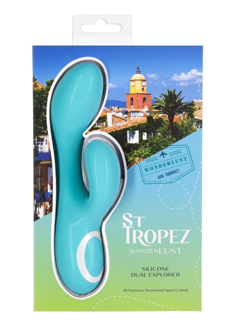 Wonderlust St Tropez Rechargeable Silicone Dual Vibrator - Teals - Teal