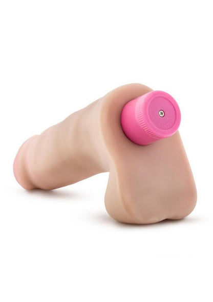 X5 Plus Vibrating Dildo with Balls - Vanilla - 7in