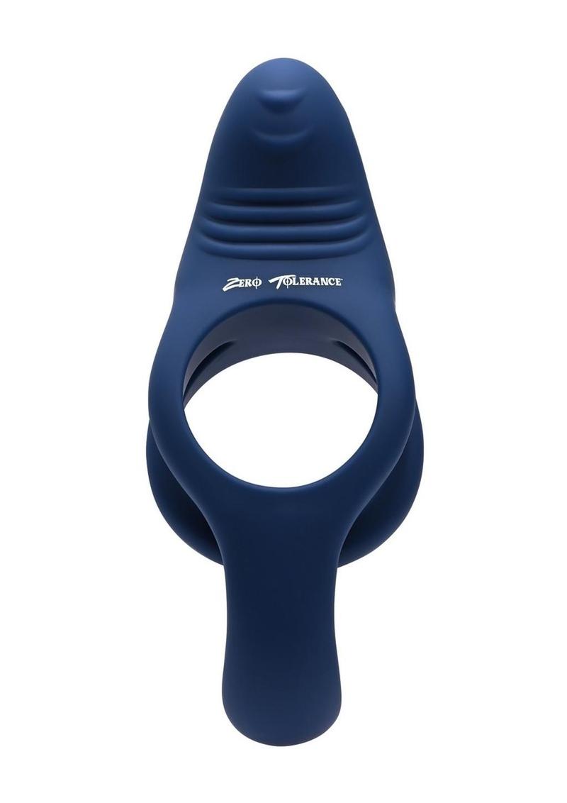 Zero Tolerance Ring Around The Rosy Rechargeable Silicone Double Cock Ring - Blue