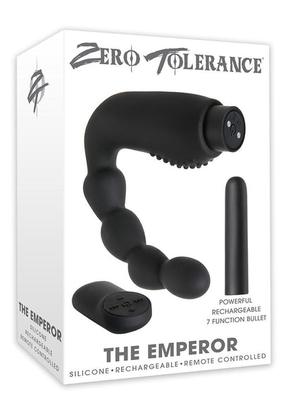 Zero Tolerance The Emperor Silicone Prostate Stimulator with Rechargeable Bullet and Remote Control - Black