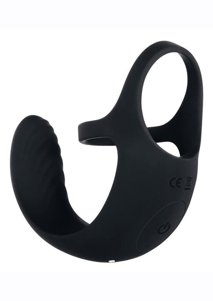 Zero Tolerance Vibrating Ball Cradle Silicone Rechargeable Cock Ring with Remote Control - Black