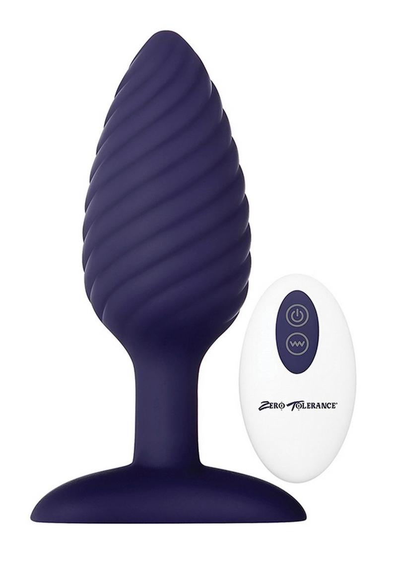 Zero Tolerance Wicked Twister Rechargeable Silicone Vibrating Butt Plug - Purple