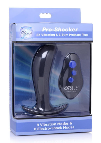 Zeus Pro-Shocker 8x Vibrating and E-Stim Silicone Rechargeable Prostate Plug with Remote Control