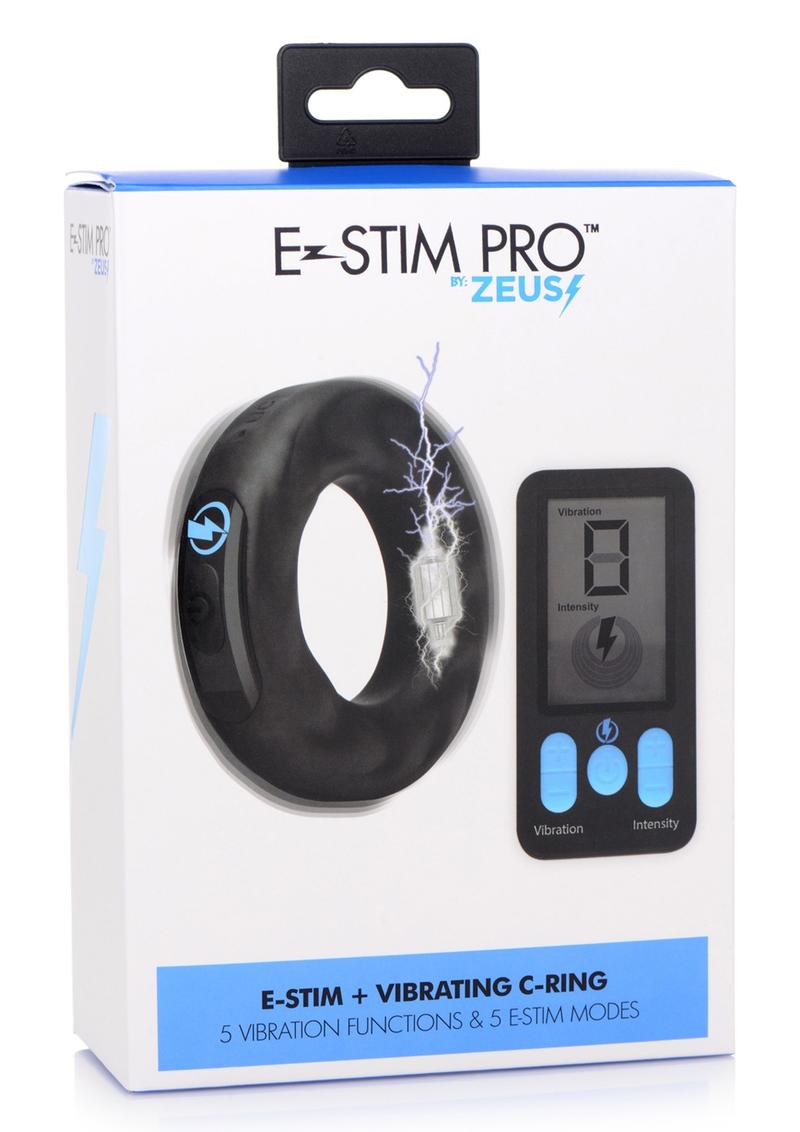 Zeus Vibrating and E-Stim Silicone Rechargeable Cock Ring with Remote Control