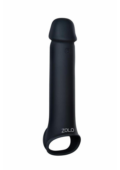 ZOLO Vibrating Remote Control Silicone Rechargeable Penis Extender Strap-On - Black